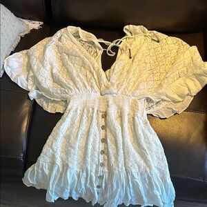 White Cinched Free People Romper